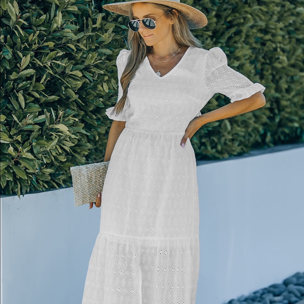 White Eyelet Maxi Dress